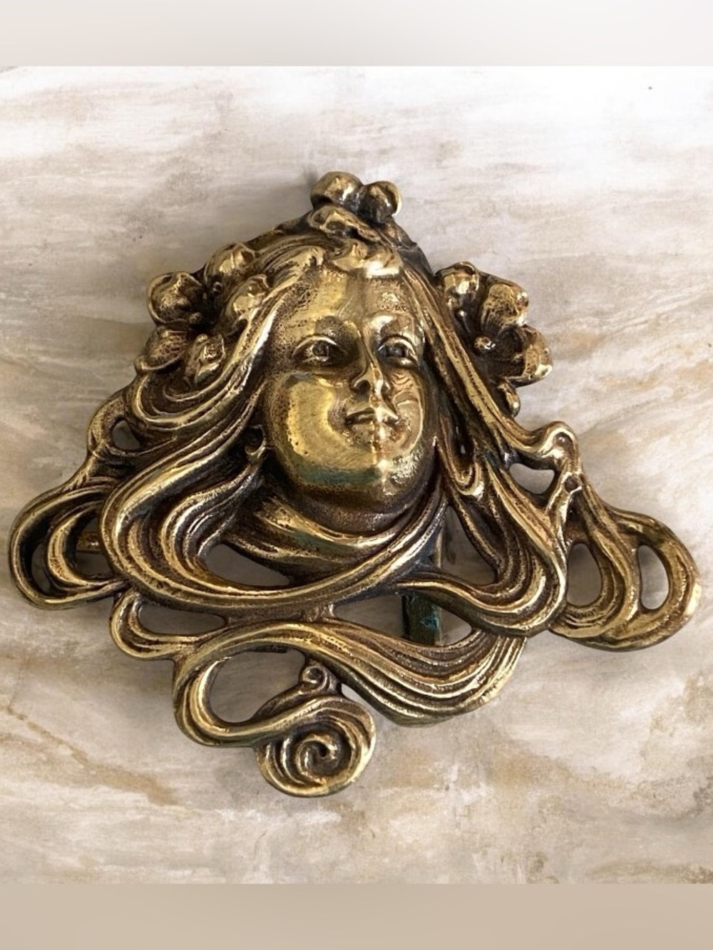 Vintage Art Nouveau Fairy Goddess Brass Buckle-Unisex